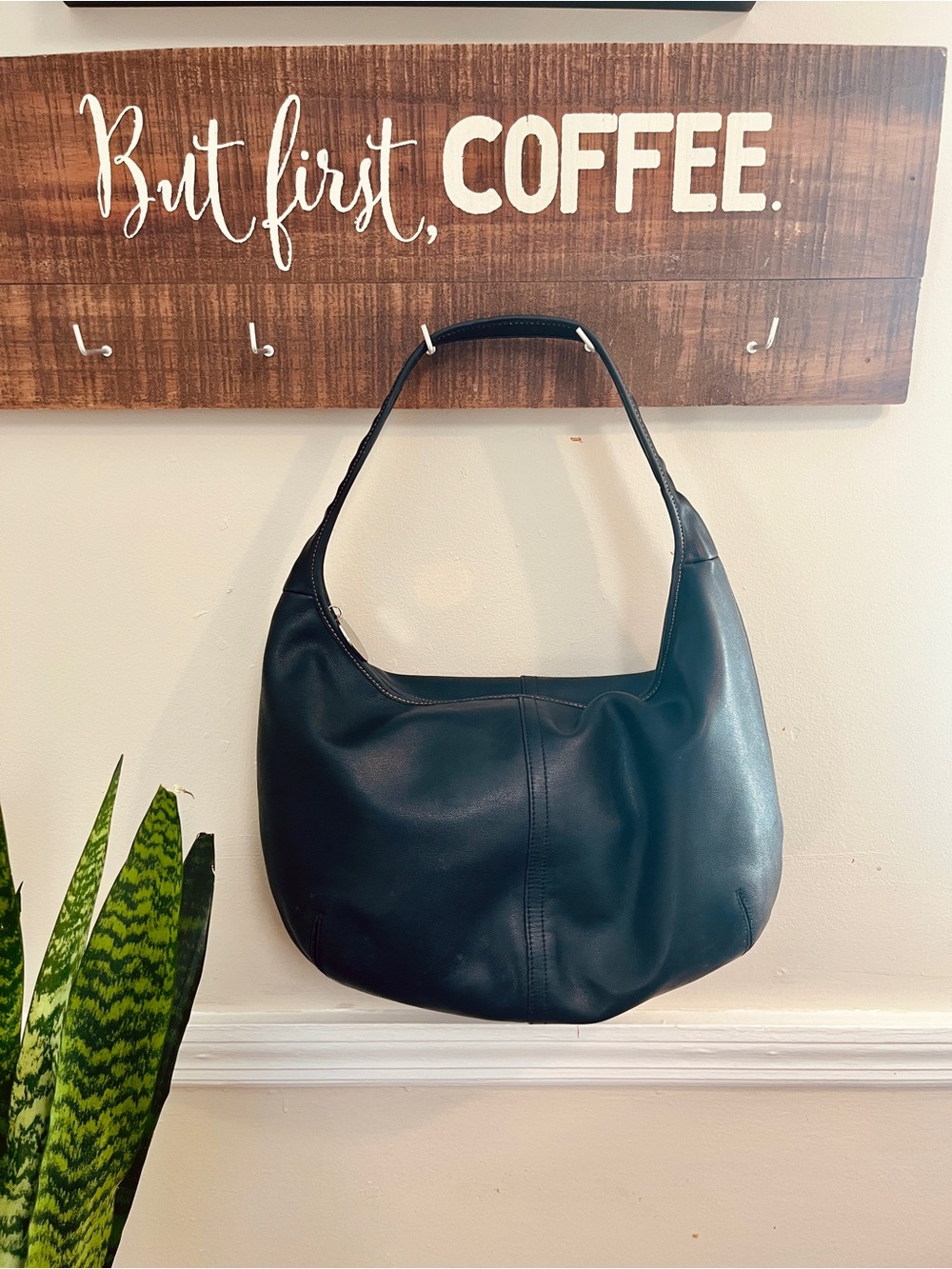 Vintage Coach Black Leather Ergo Hobo Shoulder Bag